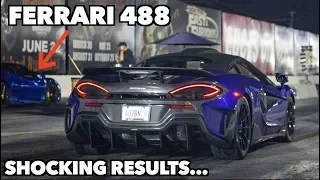 RACING A FERRARI 488 IN MY MCLAREN 600LT! *shocking results*