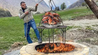 Butchering a Young Lamb and Cooking in a Tandoor on a Hook!  Azerbaijani Cuisine