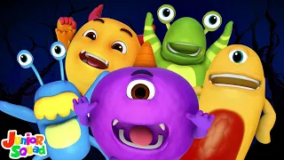 Five Little Monsters Jumping On The Bed, Kids Spooky Cartoon