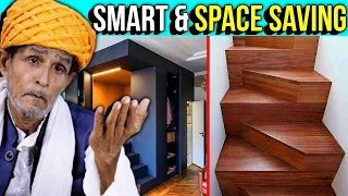 Villagers react to Smart Furniture | Ingenious Space Saving Designs And Hidden Doors ! Tribal People