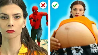 PREGNANT SUPERHEROES IN SQUID GAME! Sneaking Hacks & Superhero Pranks by Zoom Cool