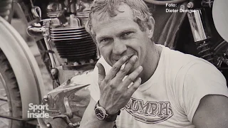 Steve McQueen at the Sixdays Trial from Erfurt 1964. Riding a Triumph Bonville.