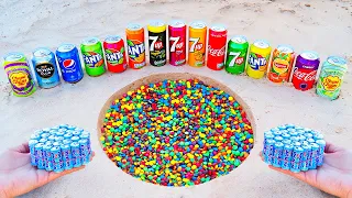 Different 7up and Fanta, Chupa Chups, Lipton, Pepsi, Cola vs M&M's Candies and Mentos Underground