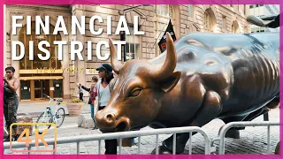 🐂Walking Around the FINANCIAL DISTRICT of New York City 4k - Lower Manhattan Wall Street 2021