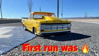 Losi 22s 1968 Ford F100 No Prep Drag Truck First run | 💪🏾🔥👊🏾💯 #losi22s #rcdragcar #nopreprc