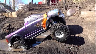 RC ADVENTURES - DODGE 1500 4x4 w/ HUGE TiRES PLAYS in the NEW MUD PiTS in the BACKYARD TRAiL PARK