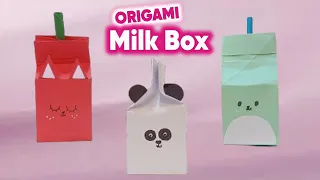 Origami paper milk box : How to make cute milk box : DIY Cute animals : origami box tutorial