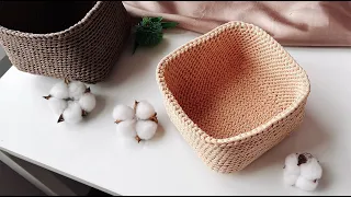 🔥 A new way. Square cord basket! Bosnian crochet