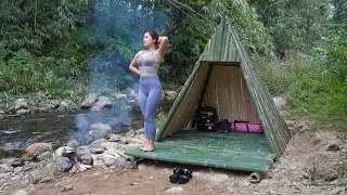 Full Video: One Week Solo Bushcraft & Camping, OFF GRID LIVING - Build Tiny Bamboo House