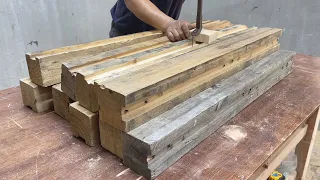 Amazing Pallet Woodworking Project // Build A Unique And Functional Table From Recycled Wood