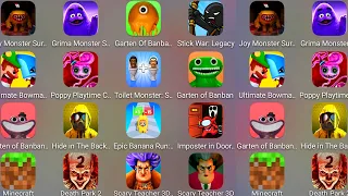 Grimace Monster Scary Survival,StickWar Legacy,Poppy Playtime Chapter,Toilet Monster,Death Park 2...