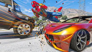 GTA 5 Iron Spiderman No Seatbelt Car Crashes - Spider-Man mod Gameplay (Euphoria physics) Ep 48