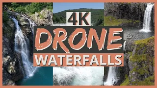 WATERFALL DRONE Footage 4K | Aerial View of Stunning Waterfalls from Around the World & Water Sounds