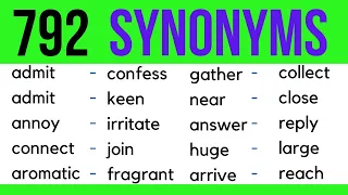 Similar Vocabulary: Learn 792 Synonym Words in English to Expand your Vocabulary