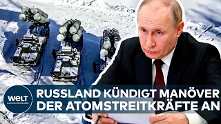 UKRAINE-KONFLIKT: Putin feuert Raketen! Russland kündigt für Samstag Manöver der Atomstreitkräfte an