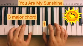 Piano Lesson 32: How to play You Are My Sunshine with C + G + F major chords (play along tutorial)