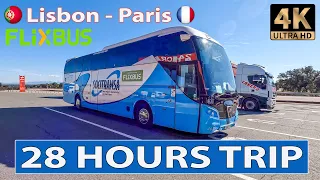 28 hours Flixbus bus trip from 🇵🇹 Lisbon to 🇫🇷 Paris.