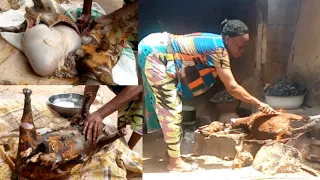 MY MUM CLEAN FULL GOAT IN THE VILLAGE | START TO END PROCESS