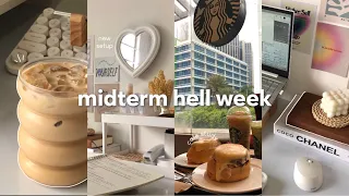 study vlog 📚 midterms week — studying at a cafe, new setup, lots of caffeine, stressing & prepping