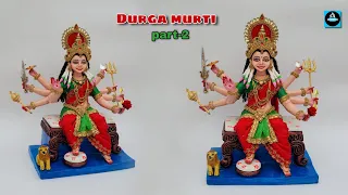 🪷हंसते हुए माँ दुर्गा की मूर्ति बनाना सीखे (part-2)/Durga idol colouring process 2024 #durgamurti