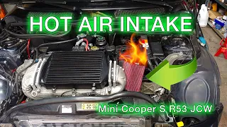 Hot Air Intake (HAI) on a Mini Cooper S R53 JCW John Cooper Works using a custom K&N RU-1550 Filter