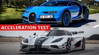 2018 Koenigsegg Agera RS vs 2018 Bugatti Chiron 0-400 Km/h Acceleration Test