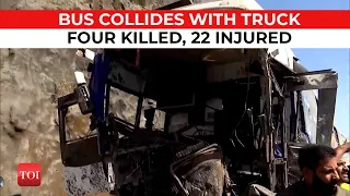 Truck, private bus collide on Pune–Bengaluru Highway; 4 killed, 22 injured