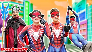 Gia Đình Bon Bon Trở Thành Gia Đình Spider-Man , Tiêu Diệt Kẻ Xấu+ Tổng hợp video hay| Bon Bon TV