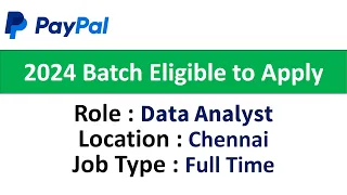 Paypal Hiring Data Analyst Role I 2024 Batch are Eligible to Apply I Off Campus drive