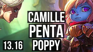 CAMILLE vs POPPY (TOP) | Penta, Legendary, 1.3M mastery, 13/3/5 | EUW Master | 13.16