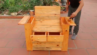 Add 1 Amazing Design Ideas for a Pallet Woodworking Project - Build a chair with storage compartment