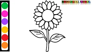 Drawing and Coloring Sun Flower 🌻🌼 For Kids, Painting For Childrens