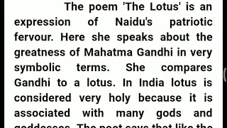 Summary of poem the lotus by Sarojini Naidu by Bijay Kant dubey in hindi/The Lotus by Sarojini Naidu