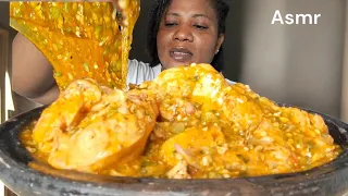 Nigeria food ASMR mukbang/ okra soup and fufu mukbang