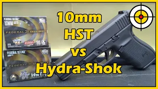 More "Weak" 10mm? Federal HST vs Federal Hydra-Shok, Ballistic Gel Test With The Glock 20!