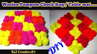 DIY - Pom Pom Rug | using my hand | pompom mat |woolen rug / carpet / door mat for door decor