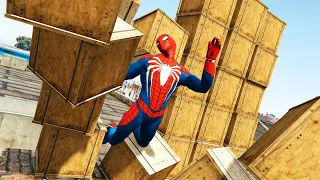 GTA 5 Stunning Ragdolls #130 - (Spiderman - Wall Of Boxes Fails)