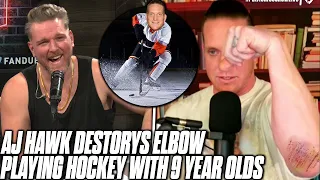 AJ Hawk Destroyed His Elbow Playing Hockey At His 9 Year Old's Birthday Party