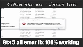 GTAV Launcher.exe System Error , GTA V launcher crash || GTA V error fix