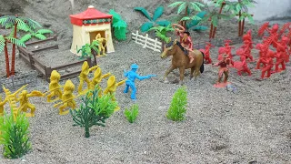 The big tribal fight|Red vs Yellow (plastic army men stopmotion)