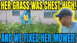 Back Yard Makover! City Fined Her $225 - We Cut It Free! + Fixed Her Mower!- E6