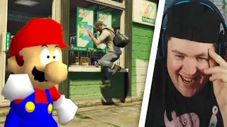 Grand Theft Mario - If Mario was in GTA V | SMG4 | REAKTION