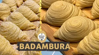 Badambura recipe.Azerbaijan kitchen .Woman Hand