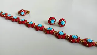 Tibetan Bracelet/How to make jewelry with Crystals & Seed beads/Pulsera Tutorial diy