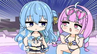 Matsuri performs “Extrovert Aqua at a Night Pool Party”【Hololive AnimatedClip/Eng sub】【Matsuri/Aqua】