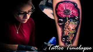 Realistic Frog Tattoo Timelapse - Lena Diamanti