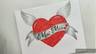 How to draw a heart with wings for MOM |Step by step| Very easy