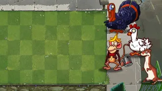 PVZ 2 Survival - Team Pea Vs Monkey Chicken Turkey Weasel BOSS - Plants Vs Zombies 2