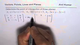 How to find point of intersection between three Planes Vectors Test 2016