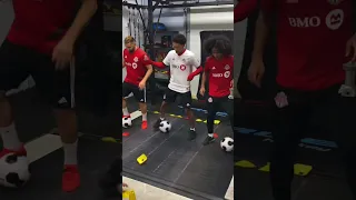 Dribbling cones on a treadmill